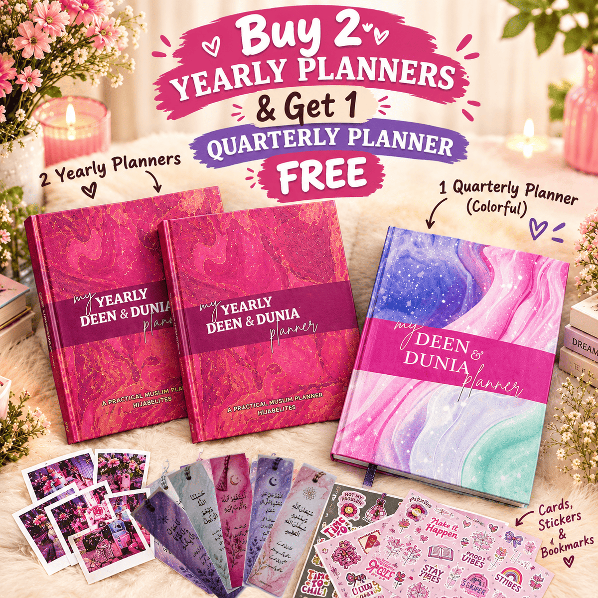 Buy 2 Yearly Planners & Get 1 Quarterly (colorfu) Planner FREE 🌸